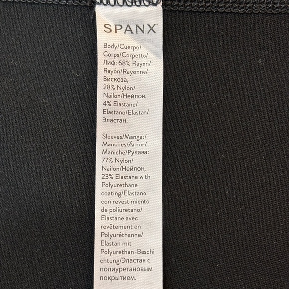 SPANX Black Drape Front Faux Leather Jacket - Picture 4 of 13